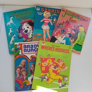 Vintage 1970s Whitman Coloring Books Lot Brady Bunch Sabrina 101 Dalmatians 5pc